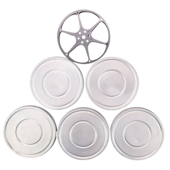 Vintage Bell & Howell 8mm Film Canisters Set Of 5 With 1 Reel 1950s 5 Inch Metal - Picture 5 of 12